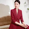 Women's Two Piece Pants Elegant Wine Formal Professional Business Suits Blazers 2024 Women OL Styles Pantsuits With And Jackets Coat Outfits