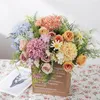 Dekorative Blumen S Rose Chrysanthemen Seidenstrauß künstlich für Hochzeitshaus Vase Weihnachtskranz Wand DIY Geschenkbox Dekoration