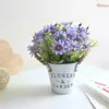 Dekorativa blommor konstgjorda blomkruka hemmakontor skrivbord vintage stil falsk blommig dekor krukväxt rosröd