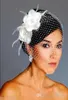 Veaux de cage à oiseaux Fleurs blanches plumes Veille d'oiseau de mariage Bridal Wedding Pieces ACCESSOIRES DE BRIDAL CAP