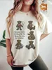 Camiseta feminina de camiseta retro camiseta para mulheres com um padrão de ursinho de pelúcia