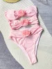 Frauen Badebekleidung Tengweng 2024 ein Stück Frauen hohl Out 3D Blume Liegestütze weiße Badeanzug Badeanzug Strandbekleidung Monokini Frauen