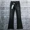 Jeans maschile d89 viola di alta qualità di alta qualità jeans motociclisti in difficoltà jean rock rock skinny slim fod a strisce alla moda ricamo serpente in denim pantsz8