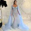 Square Prom Shining Gorgeous Pearls Mermaid Dresses Appliques Tulle Court Gown Backless Zipper Custom Made Plus Size Party Dress Vestido De Noite