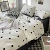 Conjuntos de roupas de cama de lençol de estilo simples conjunto de camas de cama de lençol para a cama de capa de cama de cama de cama escovada/lenha de cama completa/grande/grande J240507