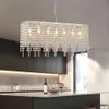 Siljoy Modern Rectangular Crystal Chandelier - Luxury K9 Raindrop Pendant Lighting for Dining Room Kitchen Island - Linear Hanging Ceiling Light Fixture, L47