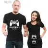 Family Matching Outfits Player 1/2 Ready Player 3 Loading Print T-Shirt Couple Summer Funny Maternity Matching T Shirts Pregnancy Announcement Outfits d240507