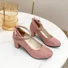 Chaussures habillées talons la tendance 2024 Chunky Elegant Medium Heel Lolita Mary Jane Designer de luxe Maridings Bridal Party Pink Black