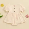 Rompers Summer Baby Abbigliamento Girl Dress Oyelet in pizzo Short Wattle Cucione di cotone neonato H240507