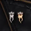 Brosches Model of Teeth Lapel Pins Crown Silver and Gold Color Metal ryggsäck Hat Badges smycken gåva till vänner