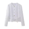 Kvinnors jackor sommar 2024 Single Breasted Sashes Jacket Store Spring Casual Outwears Elegant White Texture Coat Long Sleeve Official