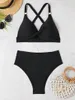 Swimwear 2024 Ring Cross Ring Link Two Piece High Waist Bikini Femme Bathins de maillot de bain Baigne Bath Bathing Buting Fulnwingwear Summer