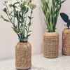 Vases Glass Rattan Flower Vase Decor Desktop Dried Arrangement Plant Home Dining Table Centerpiece