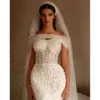 Robes sans manches taille High Wedding Glamorous Sirène Sweetheart Corps entier Perles Backless Backless Floor Longueur Custom Made Made Plus Vestidos de Novia