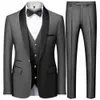 Herenpakken Blazers Mens Mariage kleurrijke blokhals set jas broek jas zakelijke casual bruidstanktop broek 3-delige Q240507