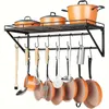 Kitchen Storage 1pc Pot Rack 31inch Wall Mounted Shelf With 2 Tier Hanging Rails 14 S Hooks Included