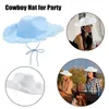 Berets cowboyhoed voor volwassen witte en blauwe kleur pluizige veren trim gevoeld brede runder cowgirl mode vrouwelijke pet dating feest