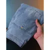 Lätt twillfärgade jeans för män i höst Löst passande små raka rör elastiska lyxiga high-end modemärke casual bantning Harlan byxor