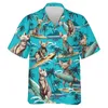 Herren lässige Hemden Harajuku Modetier Katze Hunde Grafik Strandhemden Hawaii Tier Hirte Chihuahua Frauen Blusen lässig Hawaiian Urlaubshemd Y240506