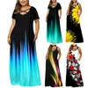 Casual Dresses V Neck Cross Strap Summer Dress Short Sleeves Sleeveless Pockets Women's Gradient Print Plus Size Party