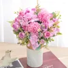 Fleurs décoratives blanc rose artificielle pour vase de mariage de mariage décoration décoration de la Saint-Valentin cadeau faux bouquet de soie accessoire de table de fête