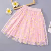 tutu Dress Summer Girls Flower Floral Tutu Skirts For Kids Childrens Clothes Mesh Pleated Princess Tulle Bust Skirt 4 6 8 10 11 12 Years d240507