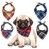 Maisons chien et chat bandanas plaid coton bandanas lavable chiot triangulaire bavard