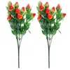 Decoratieve bloemen 2 pc's gesimuleerde aardbei kunstmatige stengels fruit versier nepvruchten boeket tak pvc takken plastic