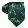 Bow Ties Hi-Tie Dark Green Floral Paisley Silk Wedding Tie For Men Handky Cufflink Gift Elegant Ntrimtie Fashion Business Party