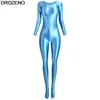 Kvinnors badkläder Drozeno One Piece Bodysuit Glossy Pants Oil Tights Sexig Smooth Yoga Spandex Zentai Suit