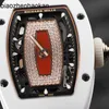 Milles Richamills Watch Rm0701 Red Lip White Ceramic Side Rose Gold Disc Full t Diamond Diameter 45.66 31.40mm