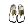 Sandali split di punta di roma sandalo per donna bianco nero in oro rotondo a metà tallone scarpa informatica casual estate vera fibbia in pelle
