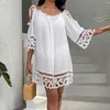 Women Beach Wear Wear Summer Women Knitting New Bikini Swimsuit Cover Up Slow Out Abito da bagno in abiti da bagno Cover-up Beachwear D240507