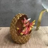 Skulpturer Dragon Figurer Harts Dragon Egg Figur Lysande Dragon Figurine Decor Ornaments Present till Holidays Christmas Födelsedagar