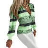 Blouses des femmes WoeNm Fall Spring Shirt Deep V Neck Long Manche à rayures brillantes brillan