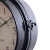 Часы кованого железа антикеалолока круглые стены, висящие двойные боковые лица ретро -станция