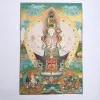 Tillbehör 36 "Tibet Tibetan broderad tyg Silk Buddhism 1000 Arms Avalokiteshvara Goddess Guan Yin Tangka Thangka Buddha Home Decor