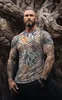 Snabbtorkningskläder för män runda nacke, 3D-tryckta löv, kortärmade mäns överdimensionerade skjorta, lyxig kortärmad t-shirt ddtxa59