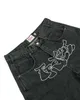 Heren shorts Y2K shorts Harajuku hiphop borduurwerk retro zwarte pocket denim gym shorts punk rock high taille heren basketbal shortsl2405