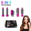 Curling Irons New 5-in-1 Electric Dry Hrawer Brush Hot Luft Styling Tool Blow Negative Jon Comb Curler Straight Curl Q240506