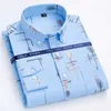 Men's Dress Shirts Social New Slim Fit Spring and Autumn Seasons Thin Long Sle Mens Non Shirt Fashion Business Casual Gold Plated Plaid d240507