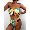 Swimwear femminile sexy Bandeau Bandeau Bikinis 2024 Swimsuit femminile femmina Bikini ad alta vita che nuota per bagno costumi da bagno