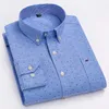Мужские платья рубашки мужские полосатые клетки Оксфорд Спиннинг повседневная рубашка с длинной клеткой Удобное дыхание дизайн пуговицы Slim Business D240507