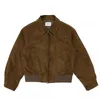 Herrenjacken Brown Wildleder Vintage Jacke Männer Frühling Herbst High-End Massive Lose Reißverschluss Reißverschluss Kurzes Streetwear Bomber Outwear