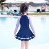 Badebekleidung Ein Stück Kinder Badebekleidung 2024 Neue Kinder Longsleeve Badeanzug für Mädchen mit Unterwäsche Teenager Girls Summer Beach Badeanzug