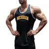 Camas de tanques masculinos Michigan Midwestern USA Print Sport Singletas algodón algodón transpirable Camiseta de gimnasio Camiseta para hombres Fitness Muscle Tank Tops Y240507