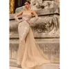 Prom strapless taille zeemeermin hoge glamoureuze bloemjurken aanvrager kralen vloer lengte met tule backless plus size op maat gemaakte feestjurk Vestido de noite