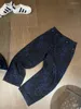 Herren Jeans Vintage gewaschener verzweifeltes Blue Leopard Print Lose Mode High Street Wide Leghose Harajuku Style Casual Hohosers