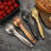 Alimentos que servem pinças de garfo design de colher de aço inoxidável jantar buffet pão pão churrasco ferramentas de cozinha acessórios HW0010