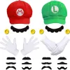 Hats Super Bros Luigi Capt de Capéu de Capéu Adulto Cosplay Halloween Baseball Anime Unissex Rap Play Hat (Red e Green) 2PCs